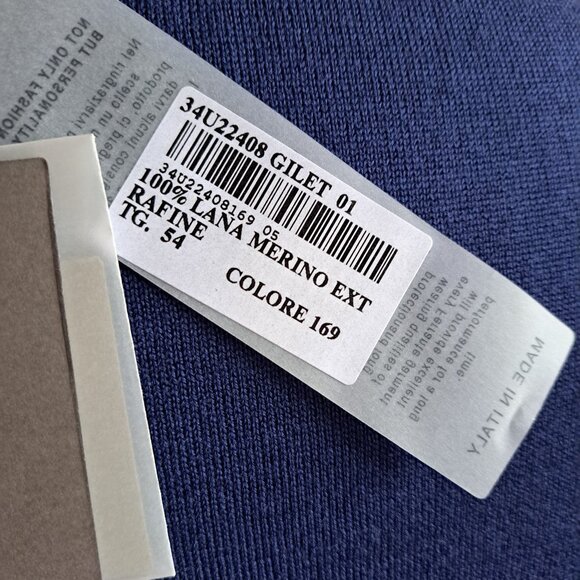 NEW Ferrante Men's 100% Merino Wool Blue Vest Size 54/ XL - Picture 7 of 13